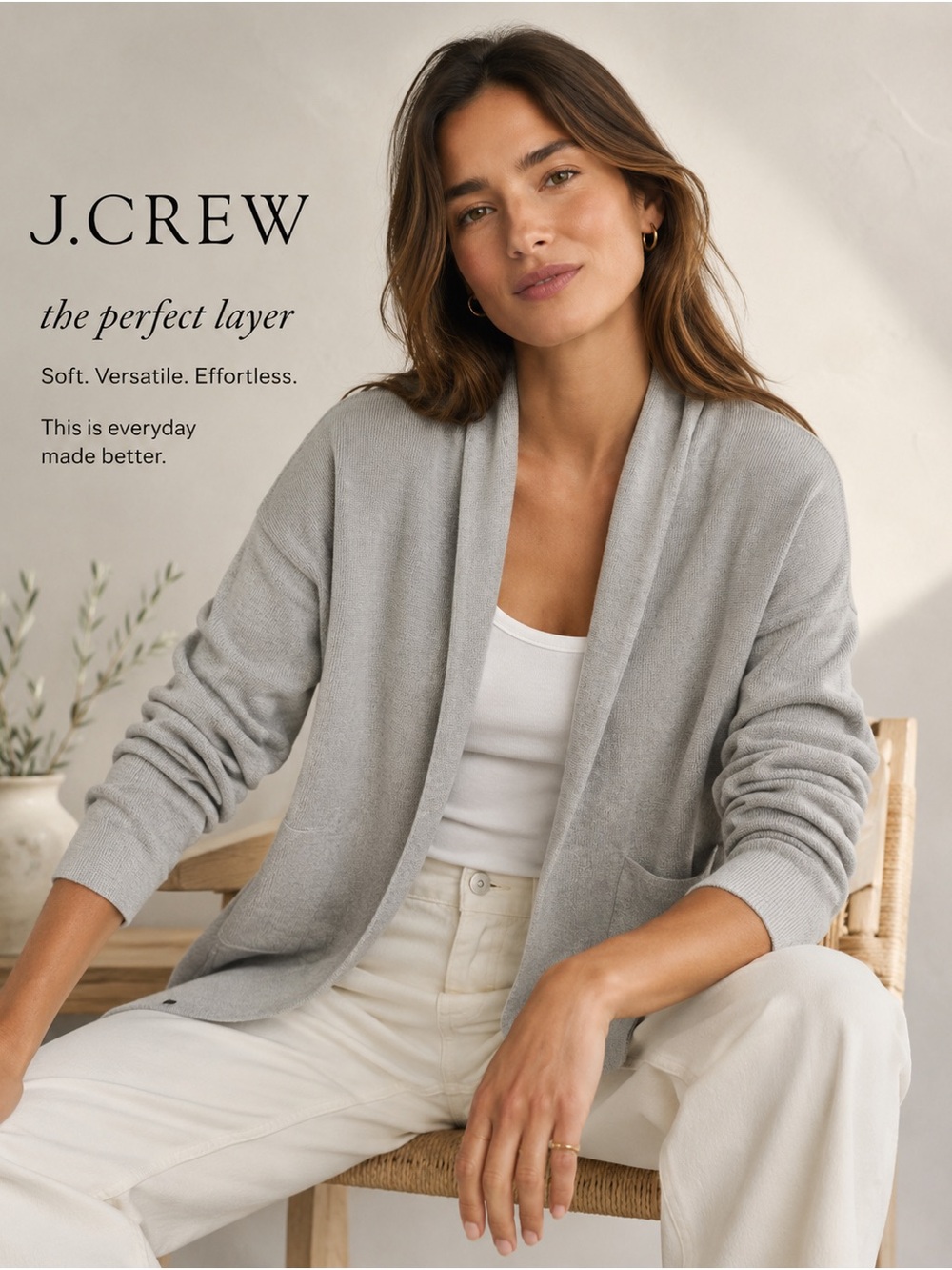 J.Crew Women's Gray Open Front Cardigan